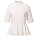 Womens Summer Clergy Shirt Tab Collar Half Sleeve Ruffle Blouse Top White