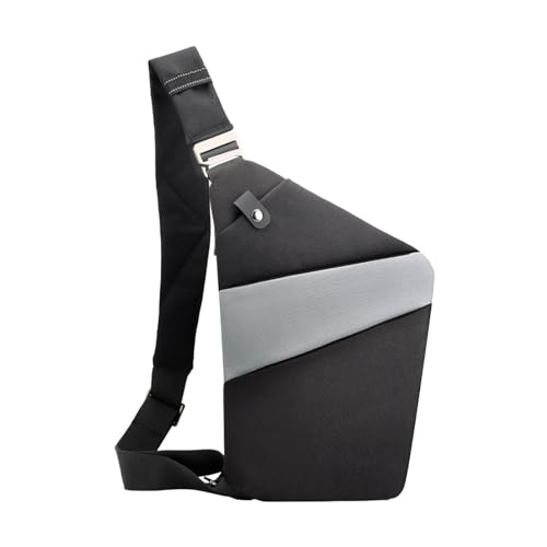 a tracolla da uomo sottile borsa a da viaggio casual da petto per ciclismo shopping appuntamenti viaggi in uscita Nero Con Grigio Refer to description