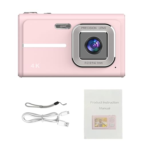 Appareil photo zoom 16x compact FHD 1080P rose avec autofocus AF pour enfants et ados
