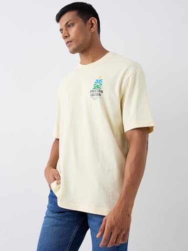 Image of Spykar Men's Oversized Round Neck Half Sleeve Solid Casual T-Shirt