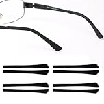 Eyeglass Replacement Temples, Silicone Eyeglass End Tips - Replacement Ear Sock Pieces for Thin Metal Eyeglass Legs, Anti-Slip Tube Sleeve, Comfort Fit, Durable, Lightweight, 8 Pairs, Black