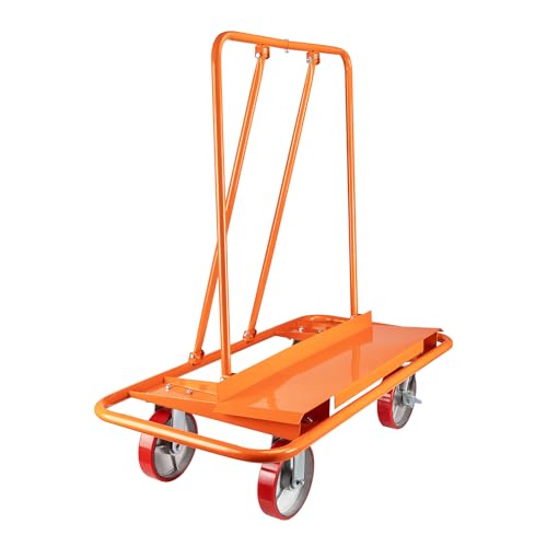 Wiltec Carrito para Paneles de Yeso 1500 kg con Ruedas de 200 mm con Frenos Estructura de Acero Resistente Transporte de Placas de Yeso cartón Madera tableros MDF construcción y reformas