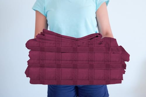 Image of BSB HOME Premium Cotton Elastic Fitted Embossed Linen Bedsheets with 2 King Size Pillow Covers | Double Bed with All Around Elastic 210 TC Supersoft | Size - King Size 78X72+10 Inches, Maroon