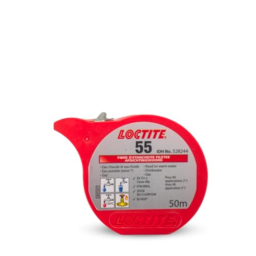 Loctite® 55 24 x 50 m Bobine - Fil d'étanchéité pour plomberie | Ruban d'étanchéité pour tuyaux | Remplace la filasse et pâte à joint | Solution...