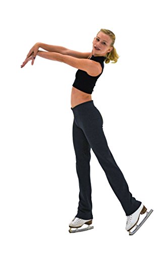 Chloe Noel Figure Skating All Black 3" Waist Band Straight Cut Skate/Yoga/Dance Pants P49 Black Child Extra Extra Small