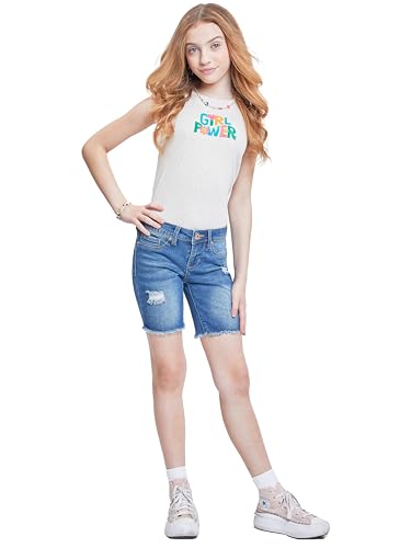 YMI Girls Girls Essential Mid Rise Bike Shorts with Fray HemBermuda Shorts4
