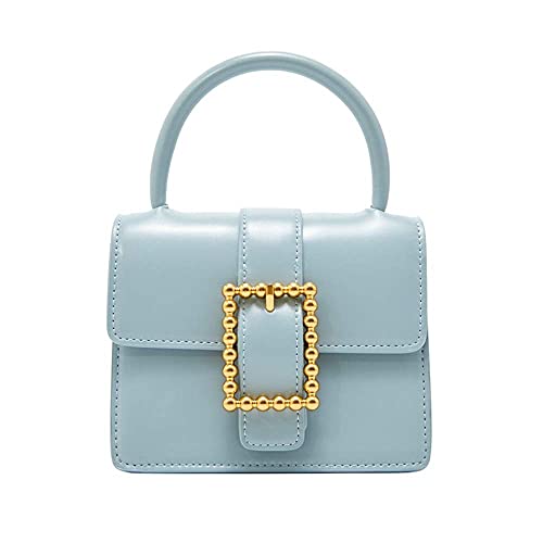 Sac à bandoulière femme rétro bleu petit sac à main vintage à boucle métallique