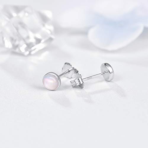 925 Sterling Silver Mother of Pearl Round Shape 5MM Tiny Studs Earrings, Hypoallergenic for Sensitive Ears, Pearl Jewelry Mother Day Gift for Women Girlfriend with Gift Box2
