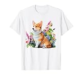 Corgi Floral Print Dog Lovers Watercolor Pets