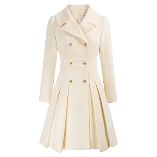 Long Trench Coat for Women Double Breasted Trench Coat Women Women's Fashion Notch Lapel Thick A Line Pea Coats Jacket