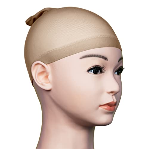 ManeChic Wig Cap (2 Pack, LIGHT BROWN) Soft and Breathable Nylon Wig Cap with Elastic Band, Essential Wig Accessories for Women – Comes in 5 Colors