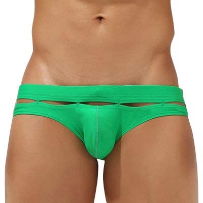 sandbank Men's Sexy Low Rise Quick Dry Swim Briefs Bikini Hollow Patchwork Beachwear Swimsuit Swimwear