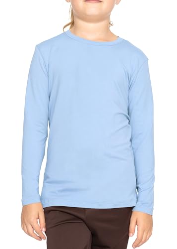 Image of Shirts for Girls Long Sleeve Crew Neck Top, Hoodie or 3 /4 Sleeve Soft Stretch Kids Lightweight Size 2-16