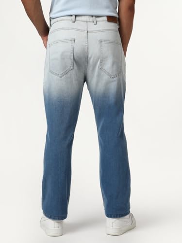 Image of Urbano Fashion Men's Straight Fit Heavy Washed Faded Denim Jeans Stretchable