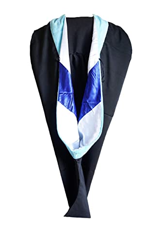 Image of Education Master Hood Graduation Master Degree Hood, Various College Colors Available Light Blue (White /Blue)