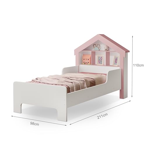 Cama Casinha Princesa Cristal Com Nichos Solteiro - Rose
