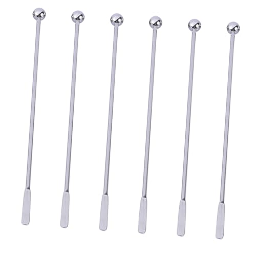 BESTYASH 6Pcs Stainless Steel Swizzle Stirring Sticks Reusable Bar Stirring Rods for Cocktails and Beverages Simple Design Easy to Use for Home and Bar