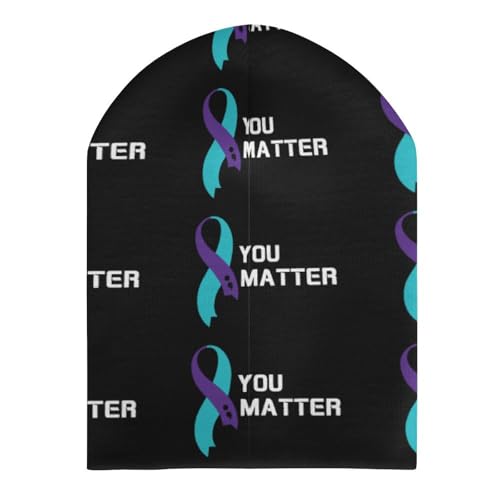 Suicide Prevention Awareness Kids Beanie Hat for for Girls Boys Children Cap Winter Knitted Chemo Cancer Headwear Accessories Gifts Decoration Black3