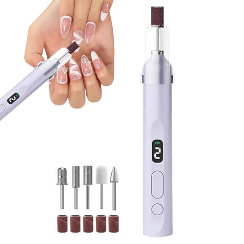 nailFile Electric - Molinillo silencioso recargable de 15,5 x 2,2 cm, lima eléctrica de uñas con luz LED, herramienta profesional de aseo para uñas de los pies para el hogar, viajes, salón, cuidado de
