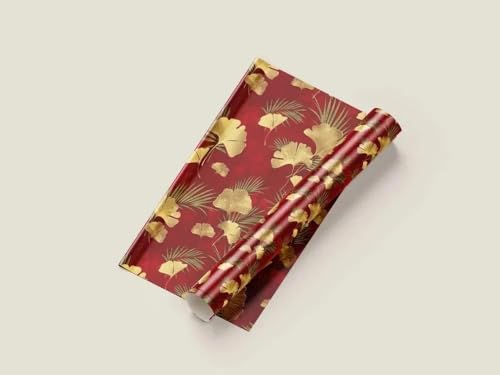 Image of Wallpaper for Walls | Vertical Wood Wall Stickers for Wall Decor | Self Adhersive Wall Paper for Home Kitchen Living Room and Bedroom | 45 Cm X 500 Cm (Red & Gold Botanical Elegance)