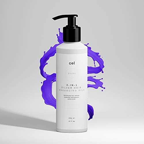 Cel Enhanced Silver Milk Purple Shampoo & Conditioner 2-In-1 For Blonde Bleached Grey & Color Treated Hair – Neutralizes Brassy Tones – Moisturizes & Improves Hair Condition (1-Month Supply) #TOP2