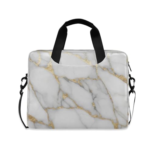 Bolso para portátil blanco con diseño mármol oro miniatura 1