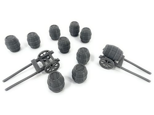 LM3D Set de 2 Carros y 10 Barriles, Escenografía Fantasy para