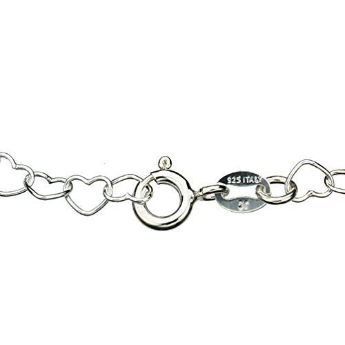 Joyful Creations Sterling Silver Heart Link Nickel Free Chain Bracelet Anklet Italy Adjustable2