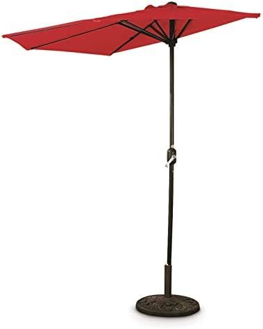 Castlecreek Half Round Patio Umbrella, Outdoor, Garden, Deck, Balcony Shade 8’, Red