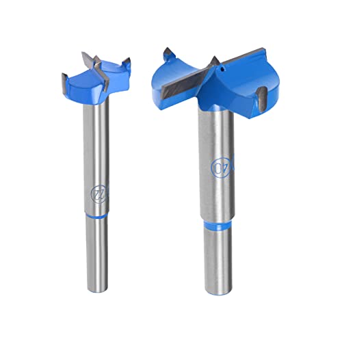 uxcell Forstner Drill Bits Set 22mm Dia. & 40mm Dia. Tungsten Carbide Wood Hole Saw Auger Opener, Woodworking Hinge Hole Drilling Boring Bit Cutter