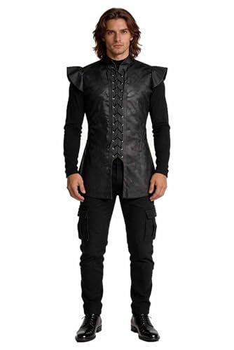 Eusnady Jon Snow Costume Cosplay Adults Jon Snow Full Uniform Medieval Vest Top Cargo Pants Mens Halloween Outfits