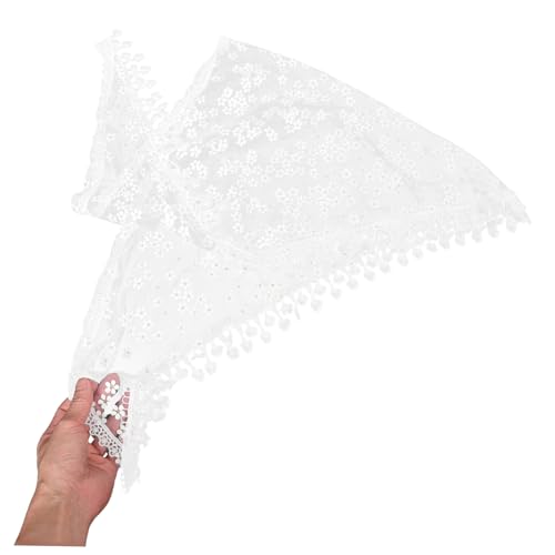 BESPORTBLE Lace Scarf for Women Catholic Design Triangle Shawl with Embroidered Flowers Polyester Head Wrap4