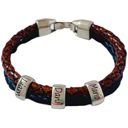 Pulseras Personalizadas Con Nombres Pulsera de cuero personalizable con nombres. Regalo - Navidad - Papa Noel - Reyes Magos