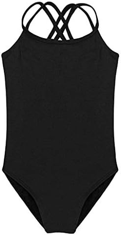 HiDance Ballet Leotards, Cotton Camisole Ballet Leotards for Girls/Toddlers/Kids, Double Strap Gymnastics and Ballet Dancewear Black 4XL(9-10 Years)