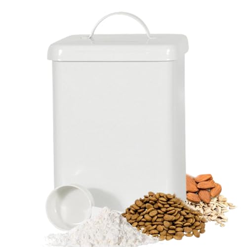 Syfunlv Contenitore in metallo per detersivo, coperchio per bidone della biancheria, contenitore per detersivo in polvere da 6 l, contenitore per detersivo con misurino, impermeabile e antiruggine