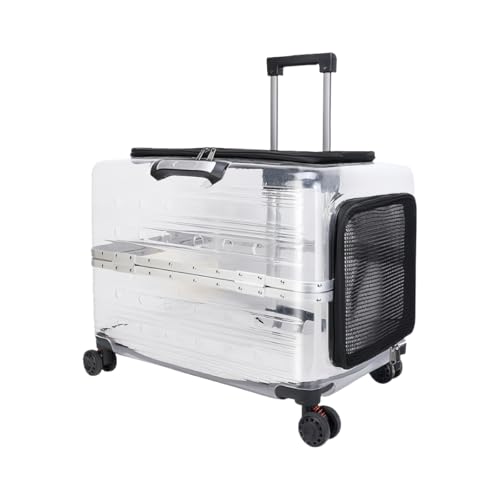 samchu ペットキャリーバッグ 4 輪付き ペットカート 軽量ハードケース 最大耐荷重 13kg 小型犬・中型犬・猫用 外出・旅行・避難・動物病院向け 折りたたみ式 持ち運び便利 (ブラック)