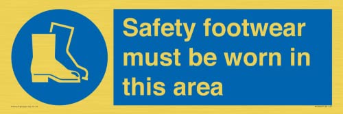 Panneau Safety shoes must be worn in this area L41 450 x 150 mm signalétique entrepôt