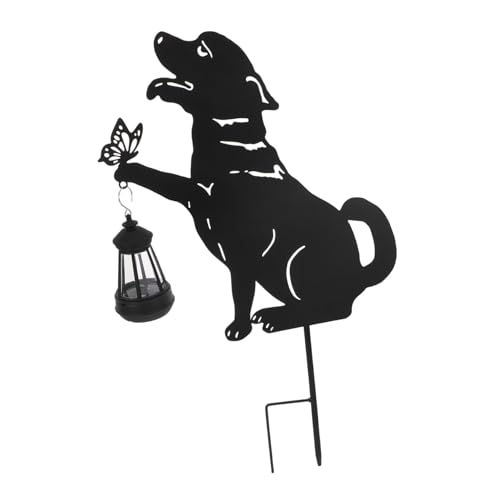 Lampe solaire chien en métal pour jardin et allée étanche