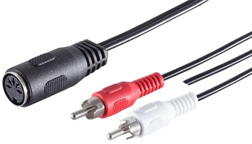 Câble adaptateur audio haute qualité : prise DIN 5 broches vers 2 prises RCA stéréo + masse (1 x 0,2 m). Connecteurs moulés. Contacts nickelés. Idéal pour les...