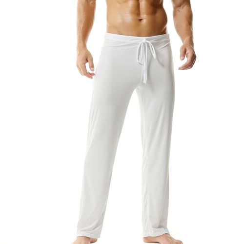 Men's Athletic Lounge Yoga Pants Thin Open Bottom Relaxed Loosen Fit Sexy Casual Jersey Sleep Pajamas Clothing4