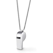 Dankadi Fashion Design 100% 925 Sterling Silver Whistle - Crisp Sound Whistle Pendant Necklace Creative Mens & Womens Jewelry Italy Silver Snake Chain 18-24 inch Gift