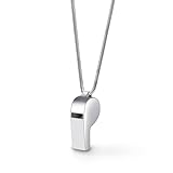 Dankadi Fashion Design 100% 925 Sterling Silver Whistle - Crisp Sound Whistle Pendant Necklace Creative Men's & Women's Jewelry Italy Silver Snake Chain 20 inch Gift (20)