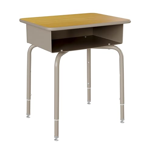 Image of Flash Furniture Metal Student Desk, Maple /Silver | Durable Construction, Commercial Use