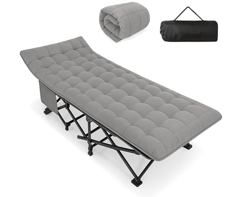 Lit de Camp Pliable 1 Personne - Lit Pliant Robuste et Confortable avec 40 % de Coton en Plus - Lit d’Appoint pour Camping, Bureau, Voyage - Charge 200 kg - Facile à Déplier - ENTREPRISE FRANÇAISE