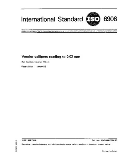 ISO 6906:1984, Vernier callipers reading to 0,02 mm