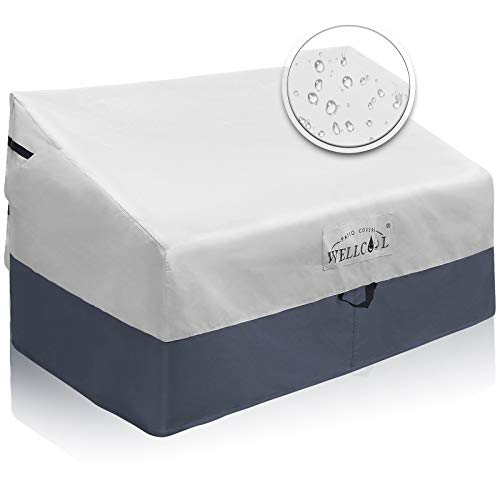 WELLCOOL Patio Loveseat Cover, 100% Waterproof Heavy Duty Outdoor Sofa Bench Cover, Patio Lawn Furniture Covers with Air Vent and Handles (58