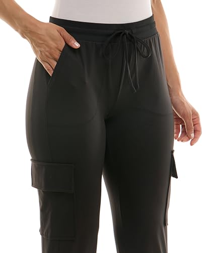 Zac & Rachel Women's Brushed Dty Cargo Jogger with Functional Pockets and Tie Waistband2