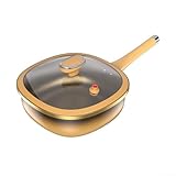 UrbanHui Olla de metal sin 12 pulgadas con tapa y cesta de vapor para uso en cocina y eficiencia de cocción (sartén de titanio + tapa de silicona)