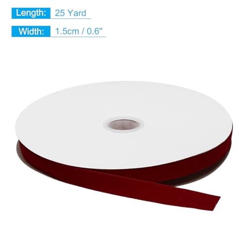 Miniatura 2 de Quarkzman 1.5cm X 22m Cinta De Terciopelo, 5 8 X 25 Yardas Un Solo Lado Tela De Terciopelo Sedoso Para Ramos Manualidades Regalos Envoltura Boda Fiestas Navidad Diy Vino Tinto