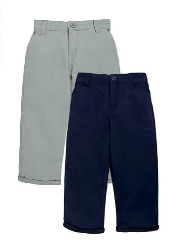 Image of KiddoPanti Boys 100% Cotton Twill Chinos Pant | Comfortable Regular Fit | 2 Side Pocket, 2 Back Pocket | Ankle Length | Back Elasticated Waistband with Button Zip Open Fly
